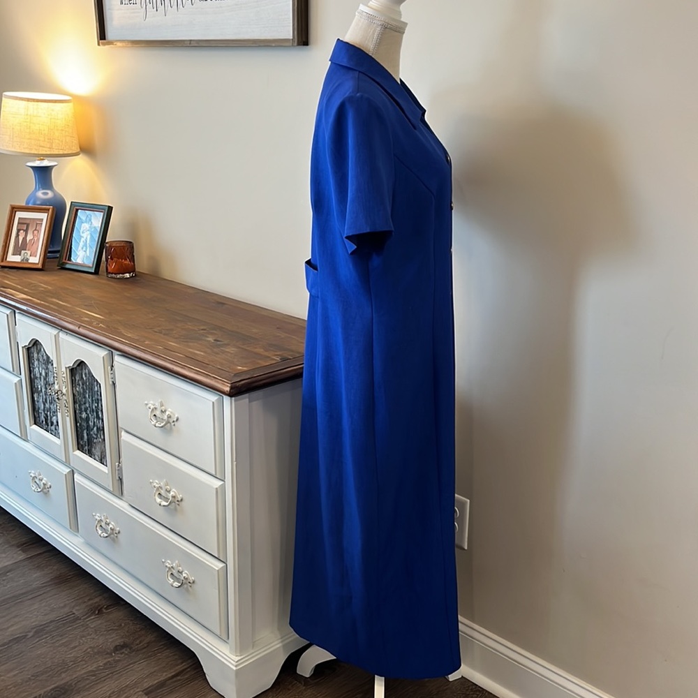Vintage Periwinkle Collared Button Down Dress - image 6